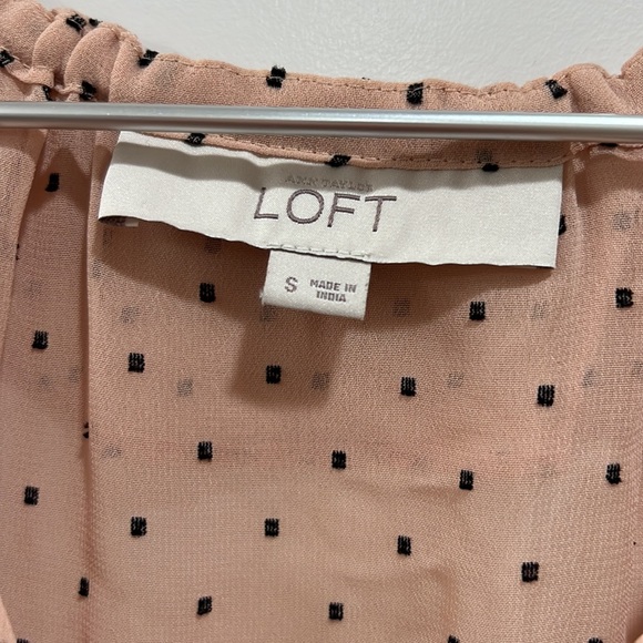 Loft Pink Polka Dot Blouse size small - Picture 2 of 3